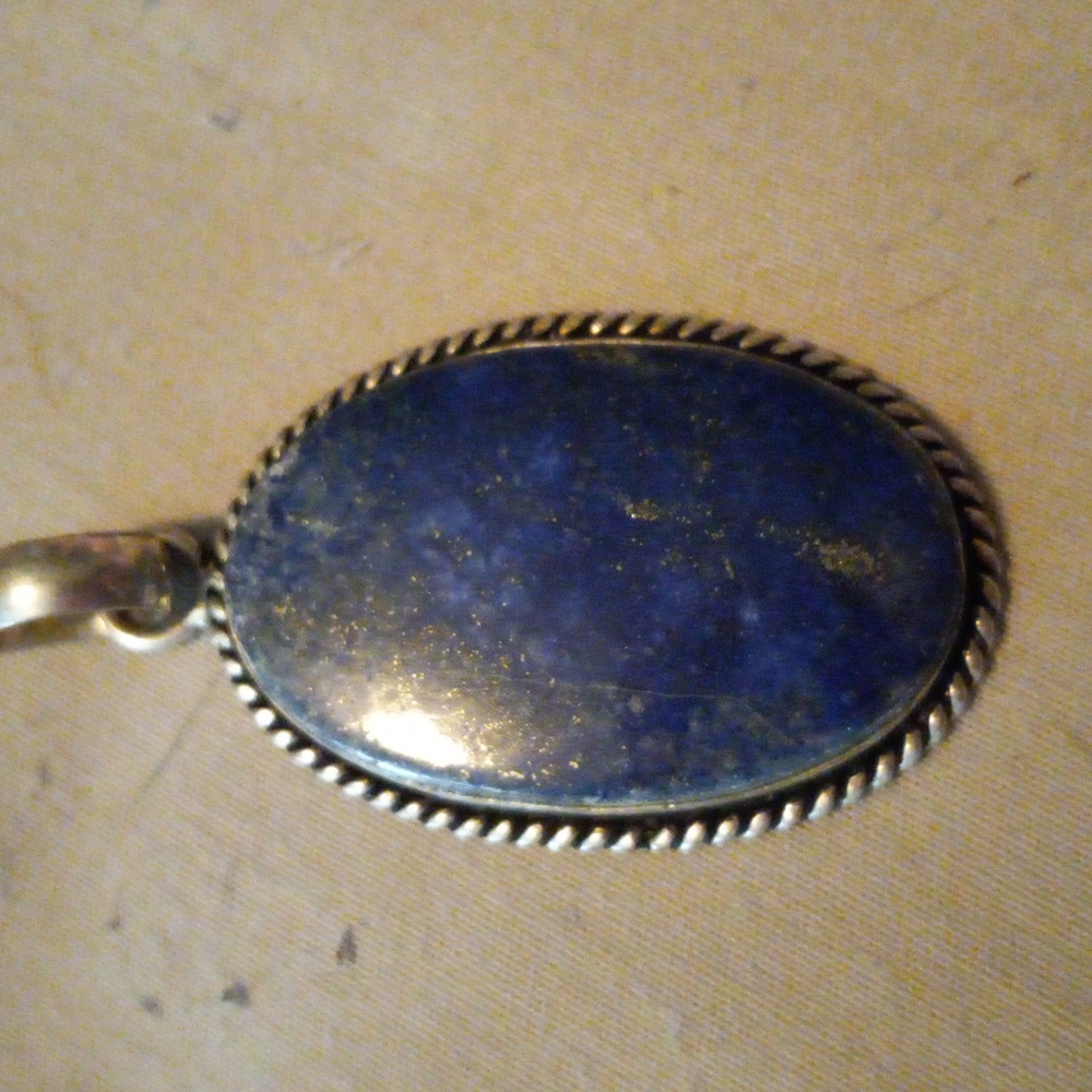 Lapis Lazuli pendant .925 sterling silver stamped - Picture 1 of 2